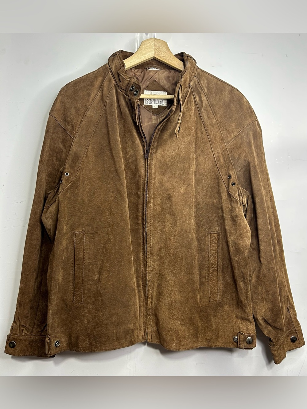 L'Avion Vintage 80's-90's Brown Suede Leather Bomber Jacket Large
